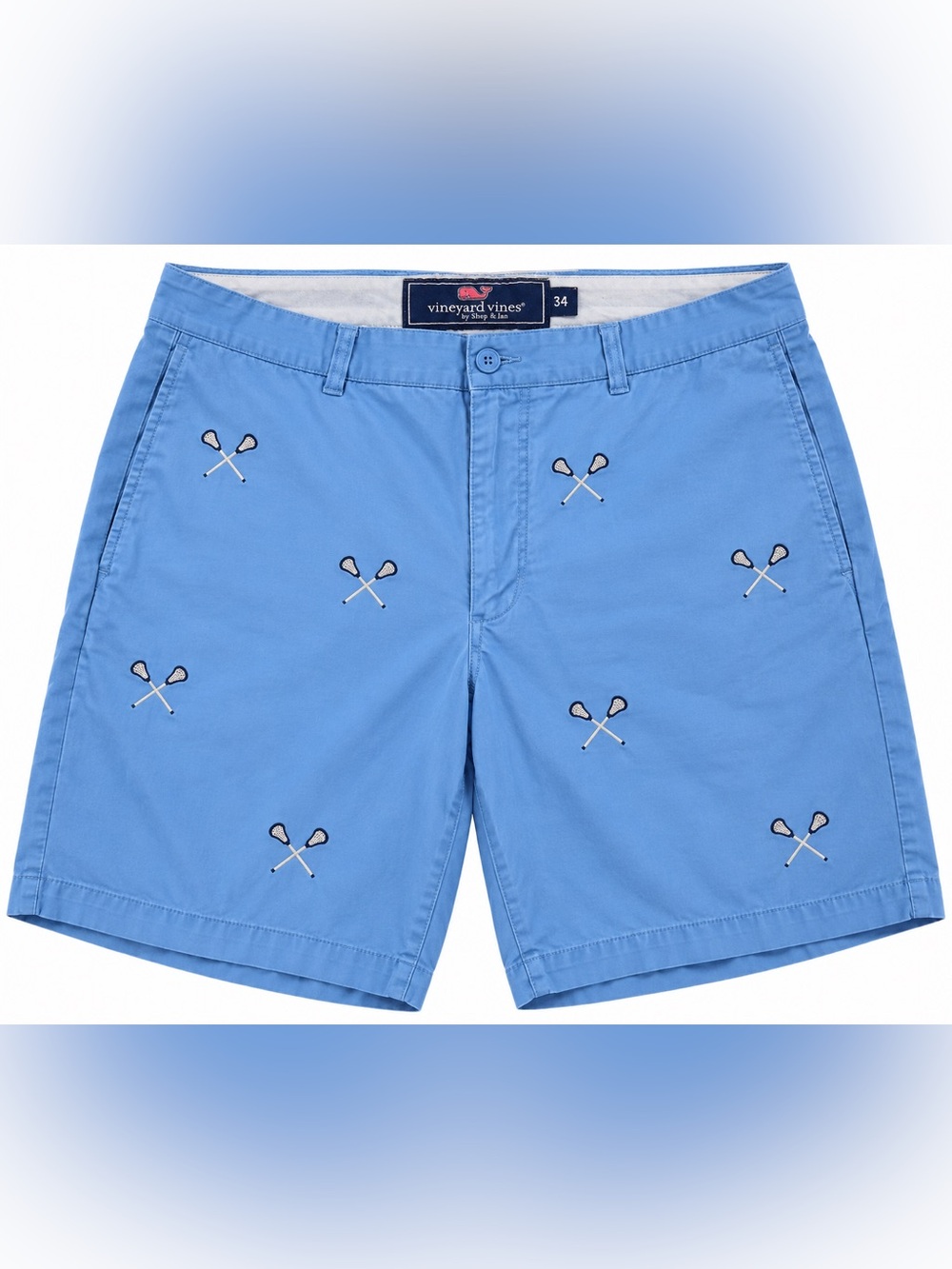 Vineyard Vines Men’s 34 Blue Lacrosse Embroidered Chino Shorts 100% Cotton